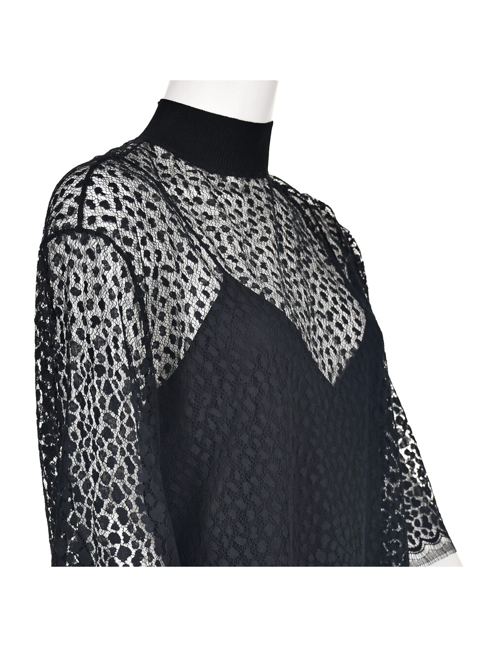 GIVENCHY Black Lace Mock Neck Blouse w Black Silk Camisole, SZ US8-10 NWOT - Picture 3 of 8
